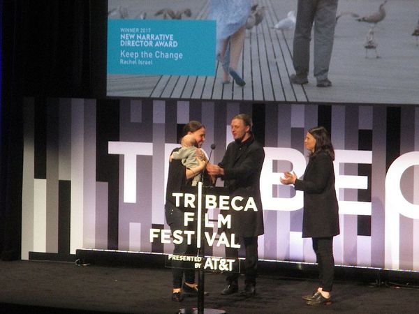 Rachel Israel takes home two with baby Charlotte for Keep the Change - The Founders Award for Best Narrative Feature and Best New Narrative Director presented by Michael Pitt and Clea Duvall